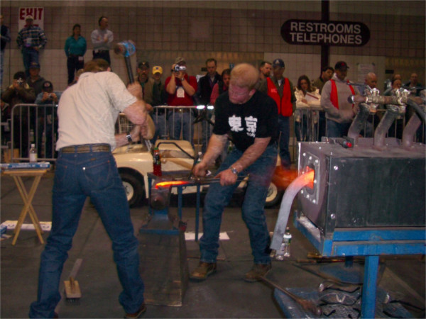 Austin and David competing in the two man draft shoe competition